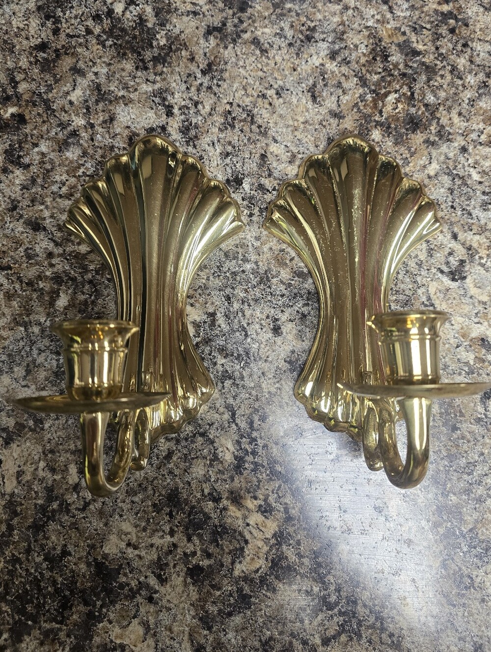 Brass Wall Candle Sconces - Gold Pair